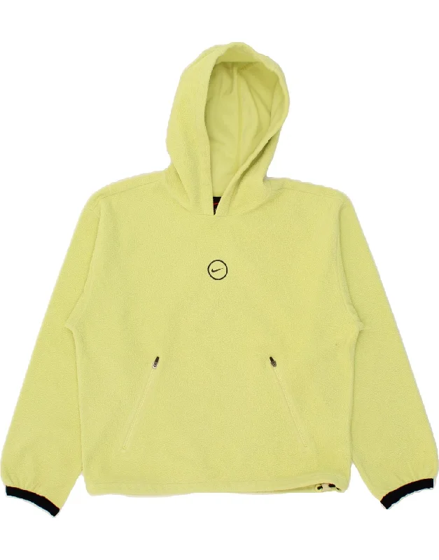 NIKE Womens Oversized Hooded Fleece Jumper US 4/6 Small Green Polyester Hoodie with Toggle Buttons Decorative Unique