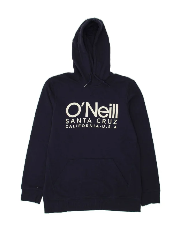 O'NEILL Mens Graphic Hoodie Jumper Large Navy Blue Hoodie with Turtle Neck Cozy Winter