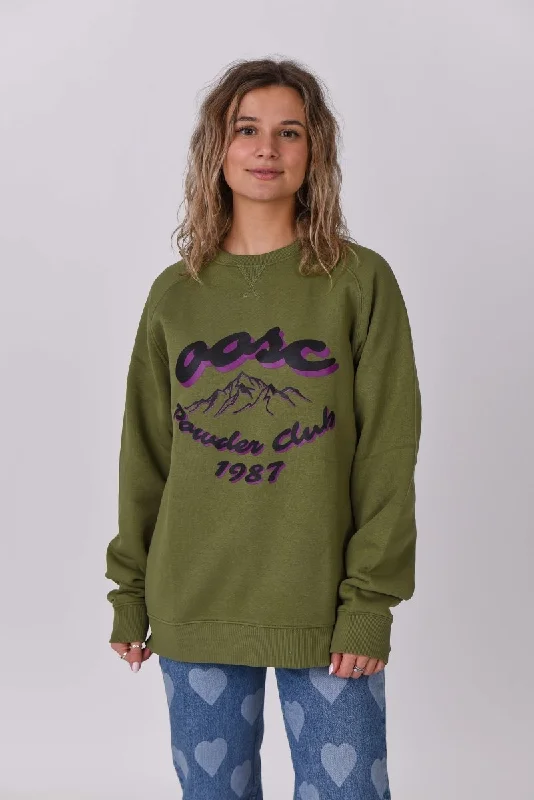 Powder Club Sweatshirt - Khaki Hoodie with Full-Zip Functional Layering