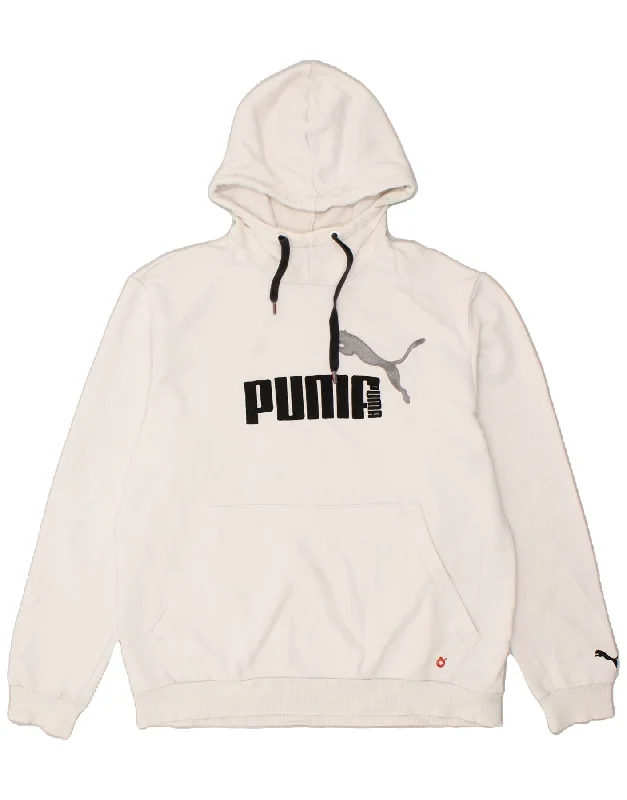 PUMA Mens Graphic Hoodie Jumper Large White Cotton Cotton Hoodie Fleece Lining Warmth