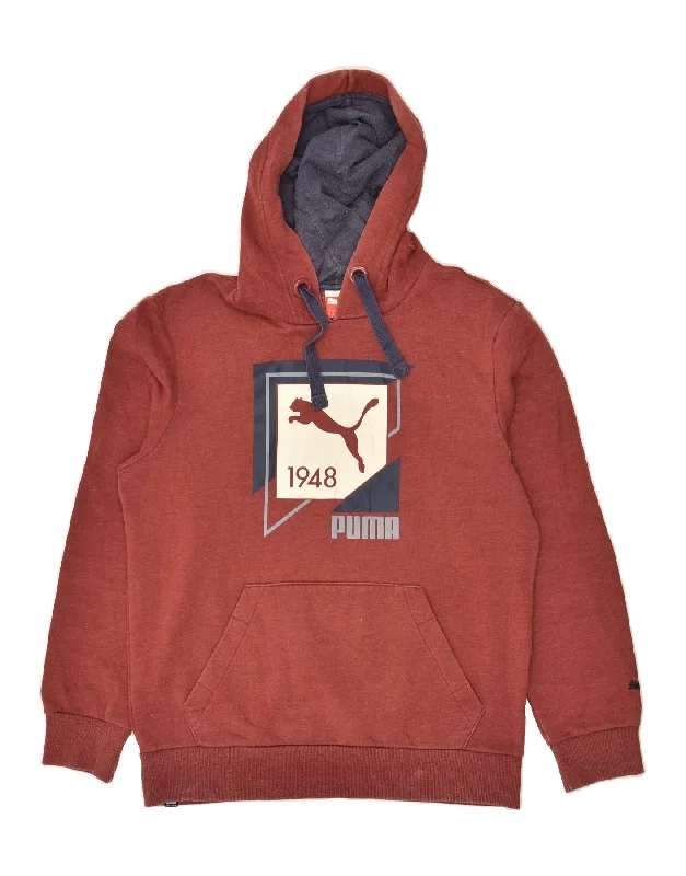 PUMA Mens Graphic Hoodie Jumper Small Red Hoodie with Fur Luxurious Winter