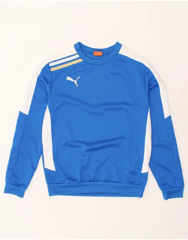 PUMA Mens Sweatshirt Jumper Small Blue Colourblock Polyester Hoodie with Neon Bright Vibrant