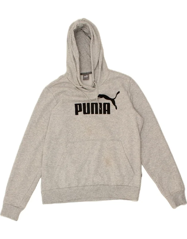 PUMA Womens Graphic Hoodie Jumper UK 14 Large Grey Hoodie with Pocket Utility Practical