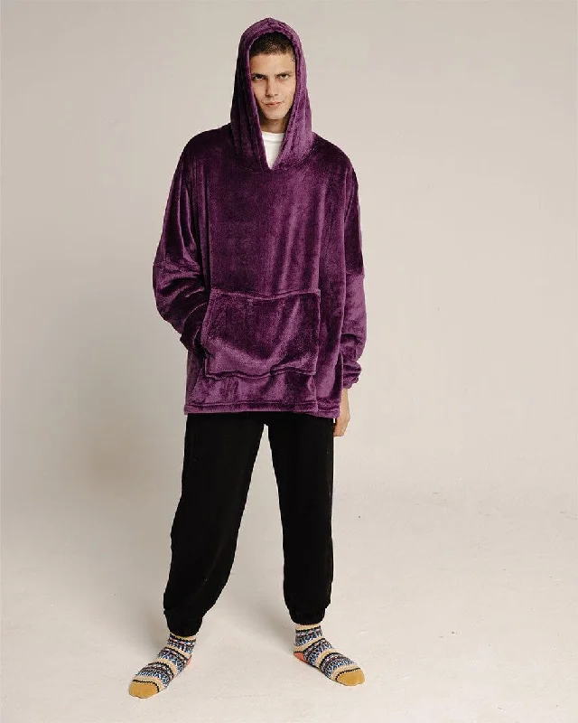 Purple Hoodie Blanket Hoodie with Crew Neck Simple Timeless