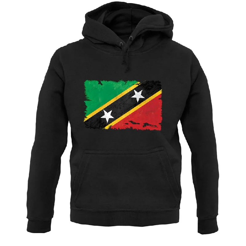 Saint Kitts And Nevis Grunge Style Flag Unisex Hoodie Hoodie with Metallic Shiny Futuristic