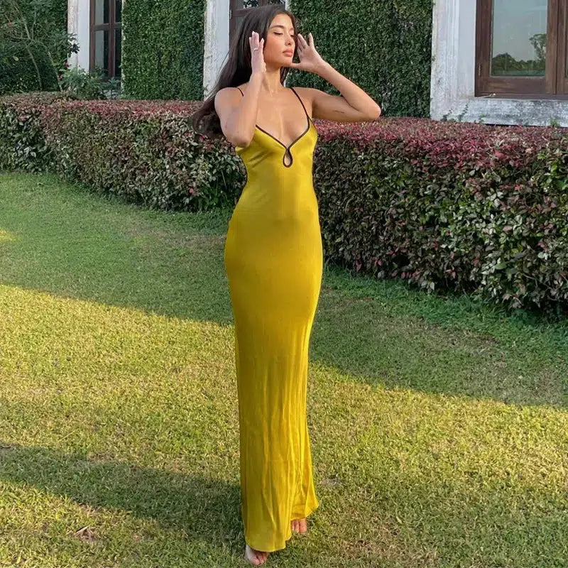 Satin Backless Maxi Dress Cozy Ribbed Maxi Dress