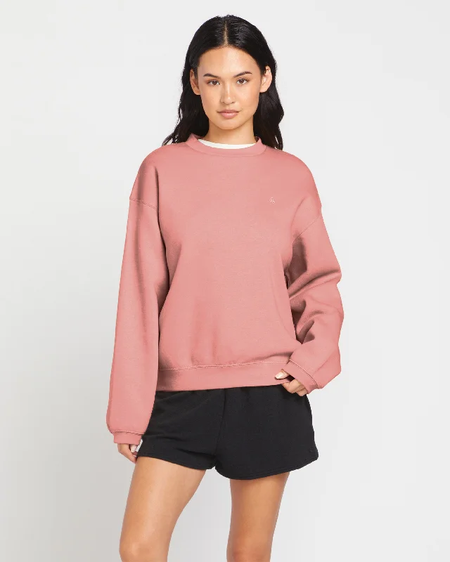 Stone Heart Up Crew Sweatshirt - Mauve Rose Hoodie with Lace Feminine Delicate