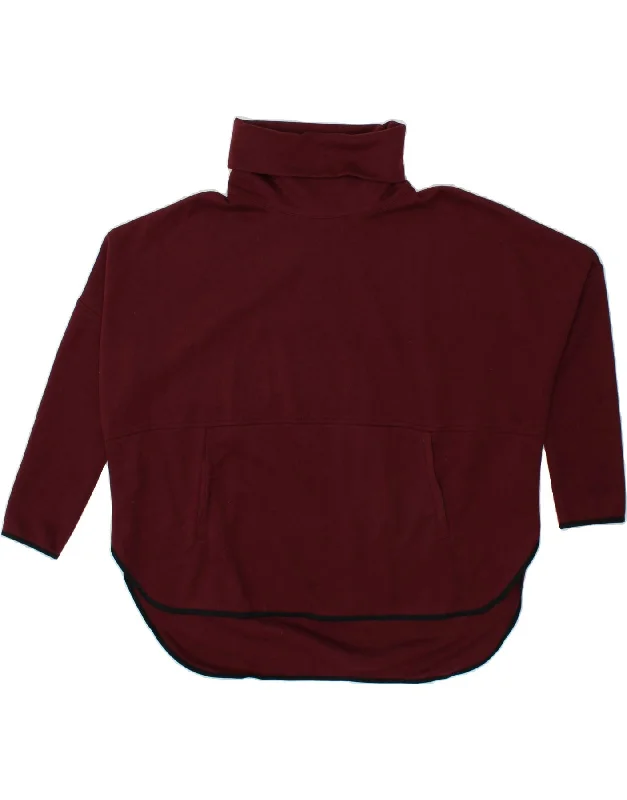 THE NORTH FACE Womens Roll Neck Sweatshirt Jumper UK 10 Small Maroon Hoodie with Hem Ribbing Snug Secure