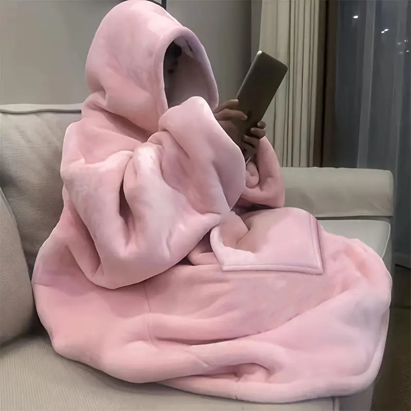 Ultra-Soft Sherpa Fleece Hoodie Blanket - Cozy Oversized Wearable Snuggle Sweatshirt Hoodie with Logo Branding Identity