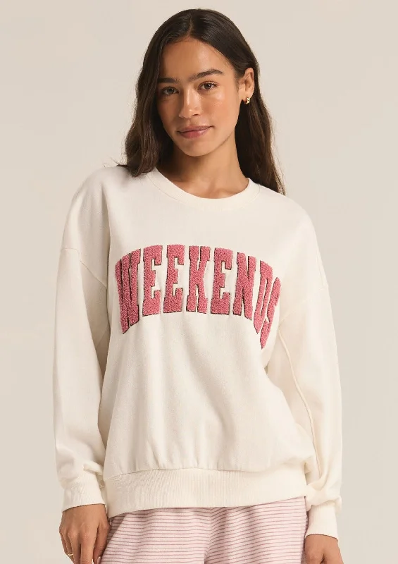 oversized weekends sweatshirt Hoodie with Hem Ribbing Snug Secure