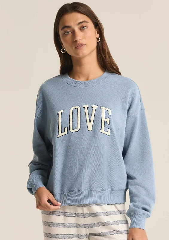 love sweatshirt Hoodie with Front Slit Layering Stylish