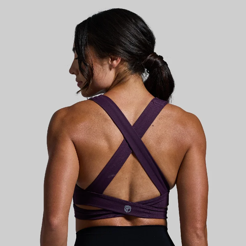 Double Cross Sports Bra (Plum) Push-Up Padded Bra