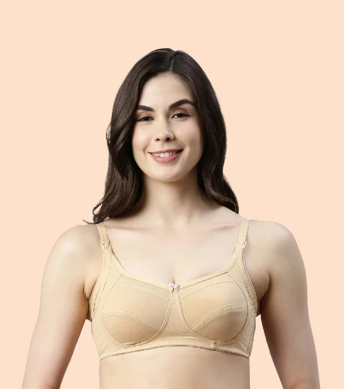 Enamor Eco-Melange MT02 Sectioned Lift and Support Cotton Nursing Bra for Women- High Coverage, Non Padded and Wirefree - Skin Soft Mesh Bralette