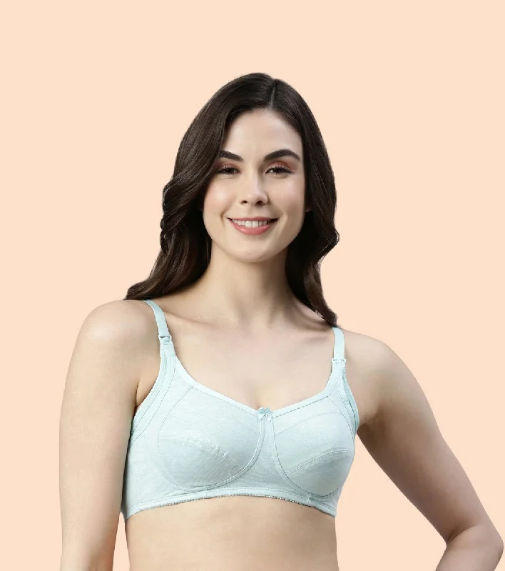 Enamor Eco-Melange MT02 Sectioned Lift and Support Cotton Nursing Bra for Women- High Coverage, Non Padded and Wirefree - Capri Melange Strapless Support Bra