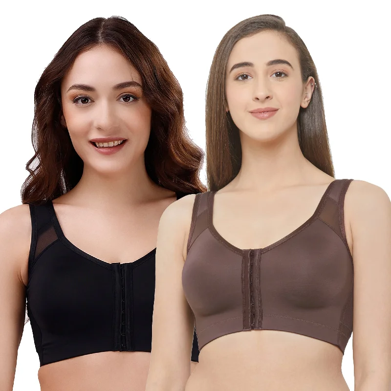 Front Closure Full Coverage Non Padded Non Wired Bra-Combo CB-334 Comfort Fit Bralette