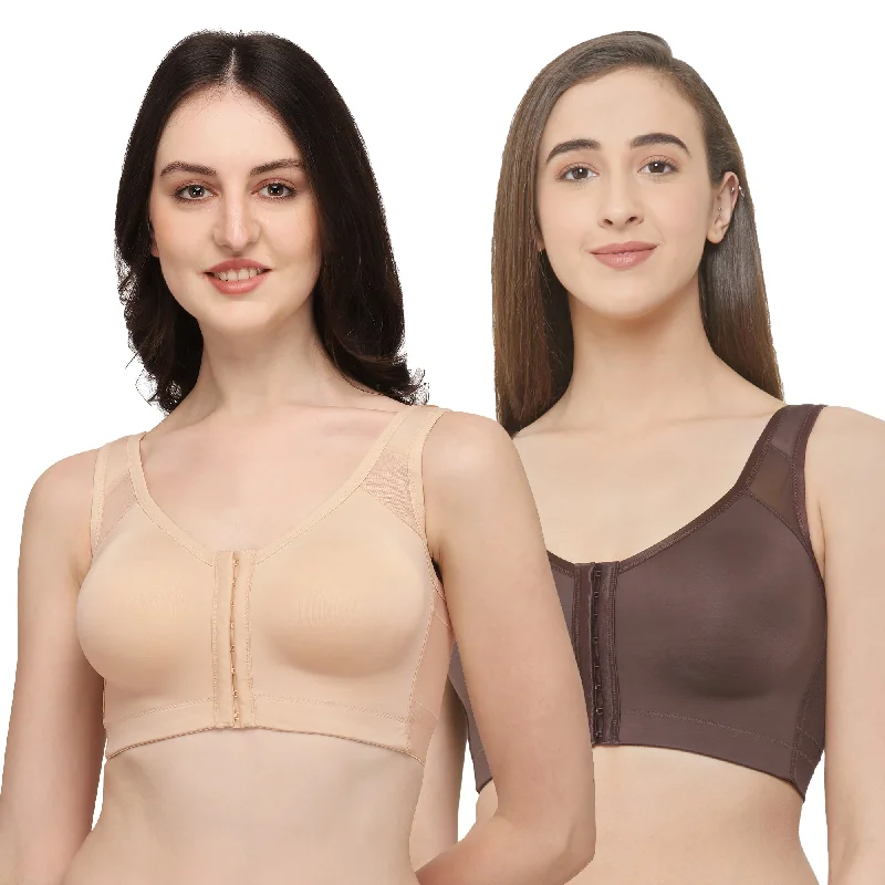 Front Closure Full Coverage Non Padded Non Wired Bra-Combo CB-334 High Support Bra