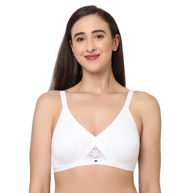 Full coverage cross over non padded non wired bra-CB-405 Elegant Satin Bralette