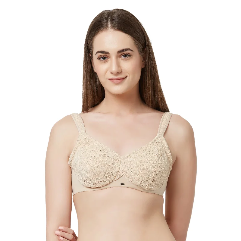 Full Coverage Non Padded Wired Lace Bra - FB-610 Comfortable Lace Bralette