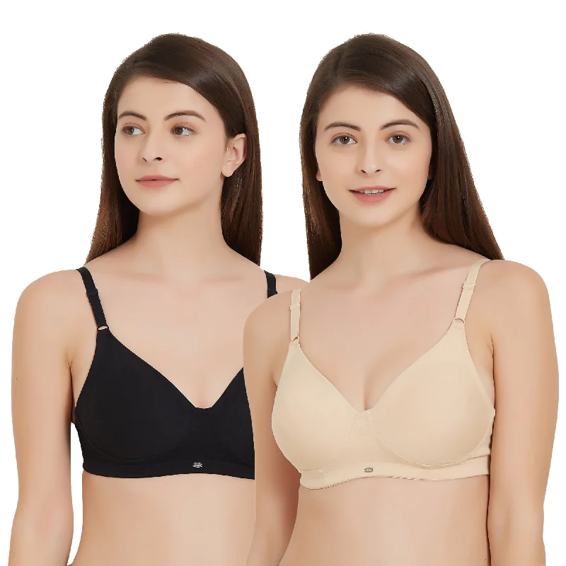 Full Coverage Seamless Cup Non-Wired Bra (PACK OF 2) CB-330 Adjustable Bra Straps