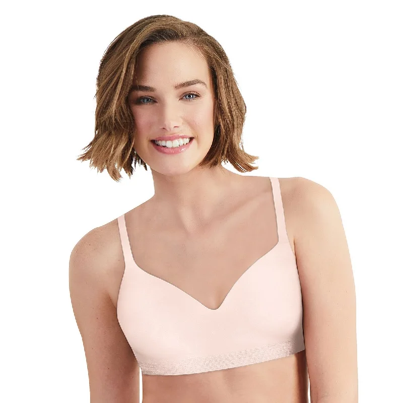 Hanes Womens Ultimate No Dig Support with Lift Wirefree Bra, XS, White Wireless Lace Bra