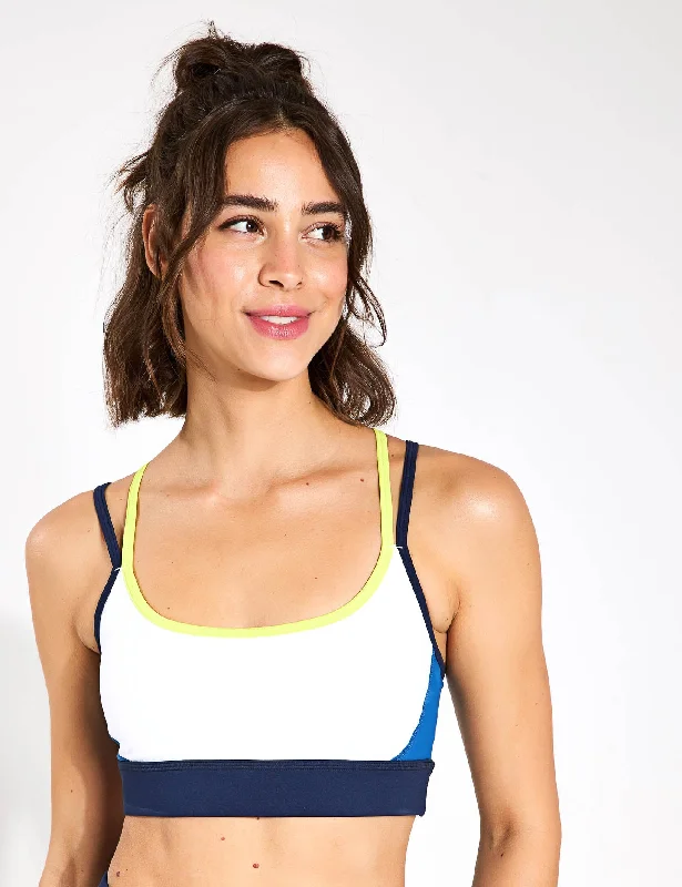 River Sports Bra - Navy Blue/Lime/Army High Support Sports Bra