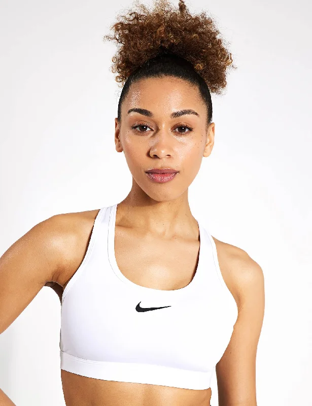 Swoosh Medium Support Bra - White/Stone Mauve/Black Full Support Bra