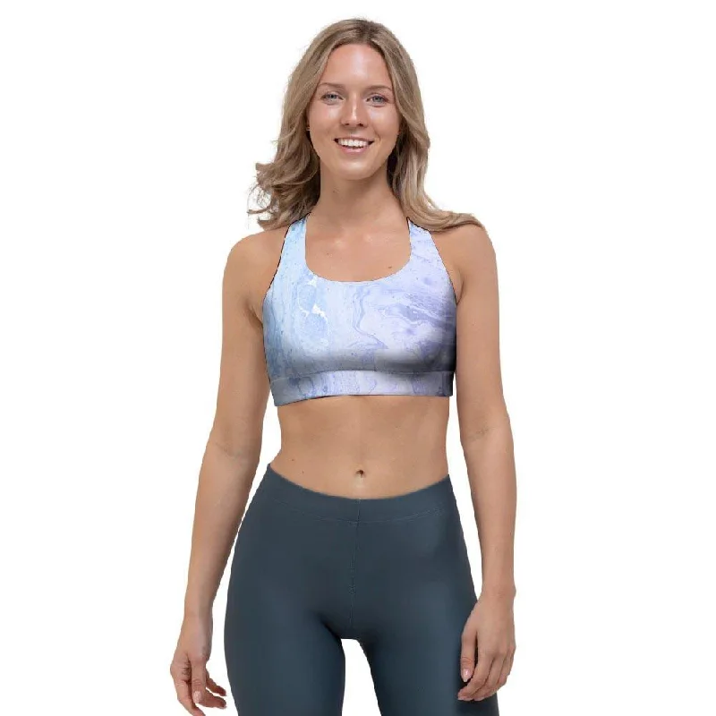 Pastel Marble Sports Bra Adjustable Fit Bra