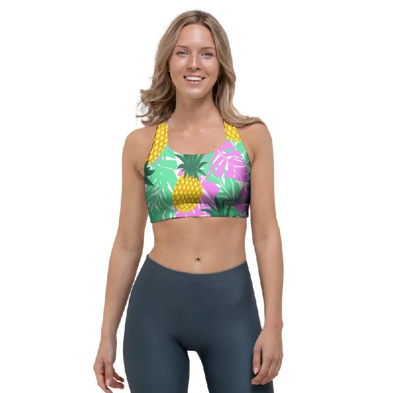 Pineapple Print Sports Bra Supportive Cotton Bra