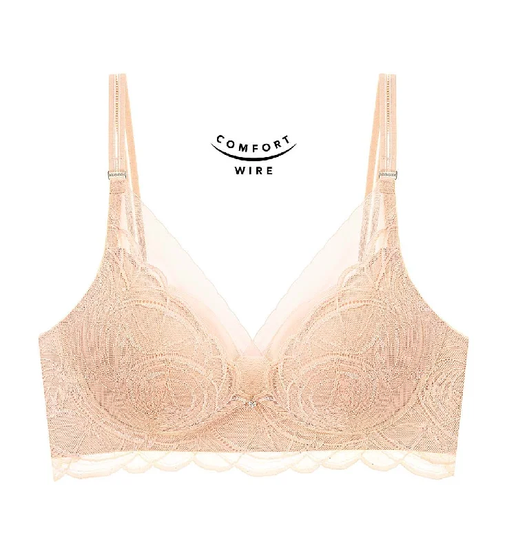 Shimmer Lace Magic Wire Padded Bra Wireless Push-Up Bra