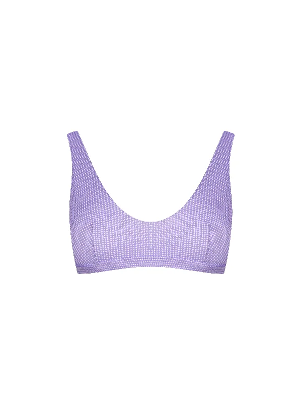 The Plunge Crop Bra - Violet (Microcheck) Comfortable Lounge Bra