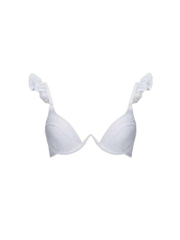 The Ruffle Bra - Ivory Honeycomb Smooth Fit Bra