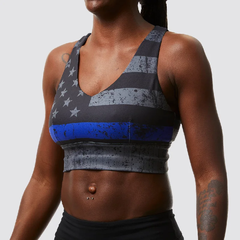 X-Factor Sports Bra (Thin Blue Line Gunmetal) Chic Lace Bralette