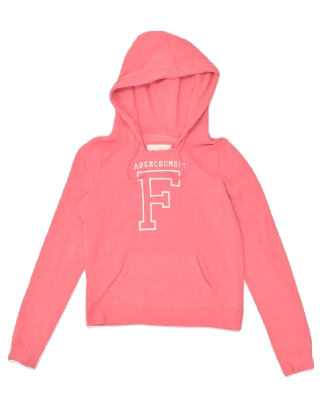ABERCROMBIE & FITCH Womens Graphic Hoodie Jumper UK 12 Medium Pink Cotton Hoodie with Drawcord Adjustable Secure ABERCROMBIE & FITCH Womens Graphic Hoodie Jumper UK 12 Medium Pink Cotton Hoodie with Drawcord Adjustable Secure