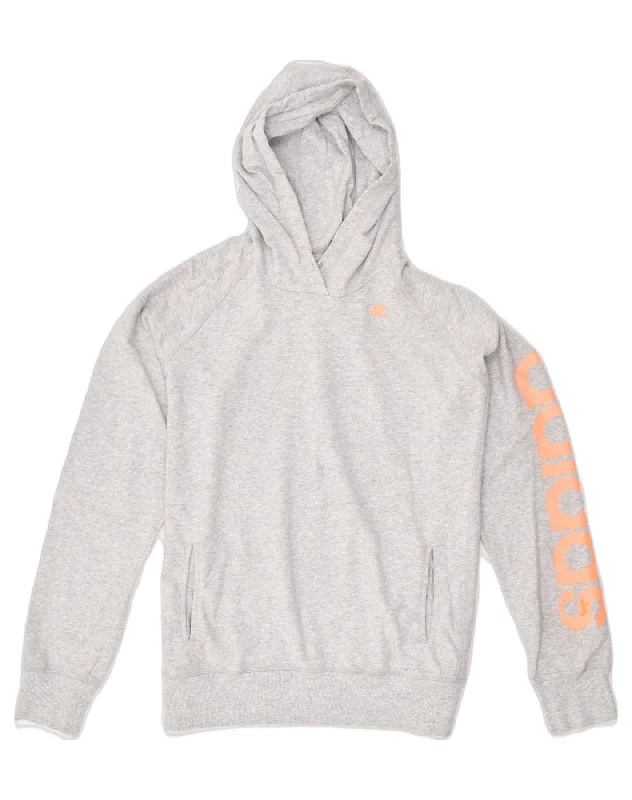 ADIDAS Womens Graphic Hoodie Jumper UK 16-18 Large Grey Cotton Hoodie with Print Artistic Unique ADIDAS Womens Graphic Hoodie Jumper UK 16-18 Large Grey Cotton Hoodie with Print Artistic Unique