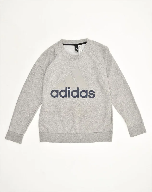 ADIDAS Womens Graphic Sweatshirt Jumper UK 12-14 Medium Grey Cotton Hoodie with Hem Lace Feminine Delicate ADIDAS Womens Graphic Sweatshirt Jumper UK 12-14 Medium Grey Cotton Hoodie with Hem Lace Feminine Delicate