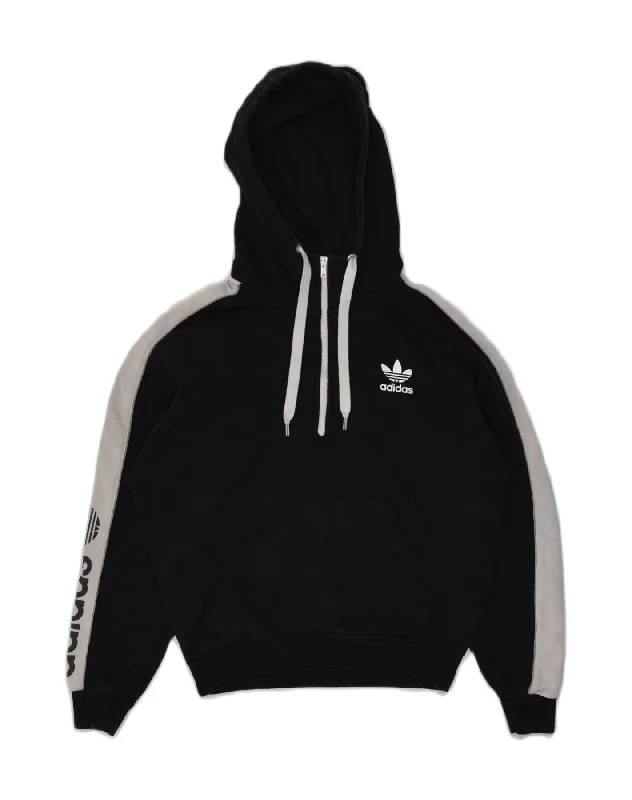 ADIDAS Womens Graphic Zip Neck Hoodie Jumper UK 10 Small Black Cotton Hoodie with Fur Luxurious Winter ADIDAS Womens Graphic Zip Neck Hoodie Jumper UK 10 Small Black Cotton Hoodie with Fur Luxurious Winter