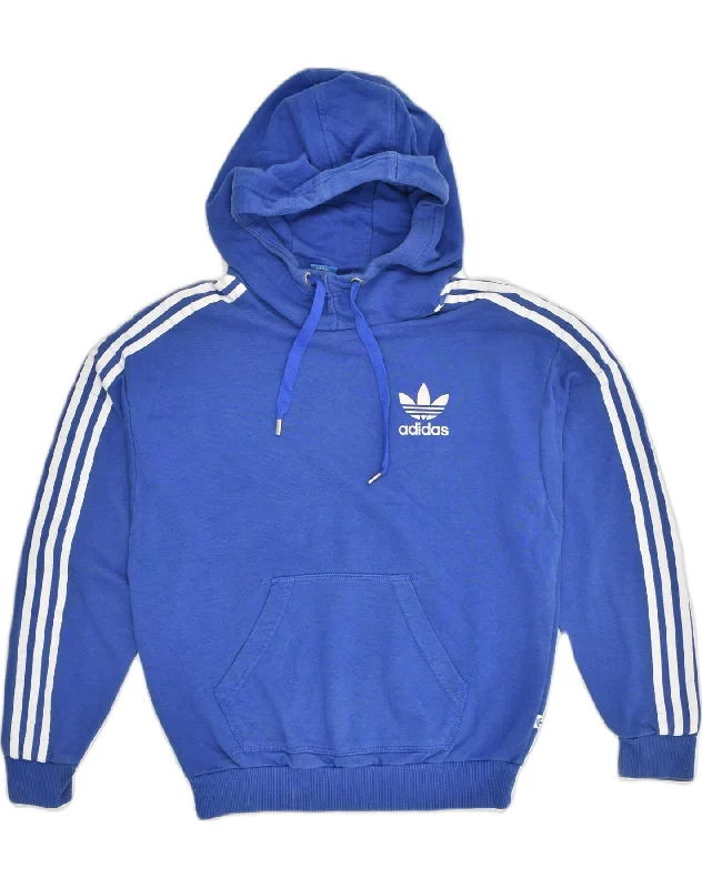 ADIDAS Womens Hoodie Jumper UK 10 Small Blue Cotton Hoodie with Hem Applique Textured Unique ADIDAS Womens Hoodie Jumper UK 10 Small Blue Cotton Hoodie with Hem Applique Textured Unique