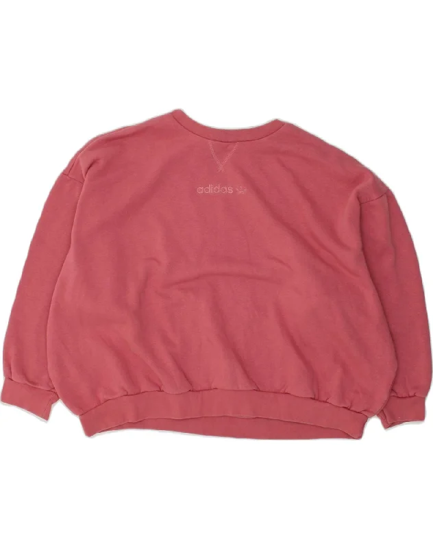 ADIDAS Womens Oversized Sweatshirt Jumper UK 14 Large Pink Cotton Hoodie with Hood Adjustable Protection ADIDAS Womens Oversized Sweatshirt Jumper UK 14 Large Pink Cotton Hoodie with Hood Adjustable Protection