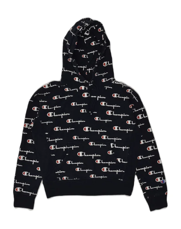 CHAMPION Womens Graphic Hoodie Jumper UK 14 Medium Navy Blue Oversized Hoodie Comfort Casual CHAMPION Womens Graphic Hoodie Jumper UK 14 Medium Navy Blue Oversized Hoodie Comfort Casual
