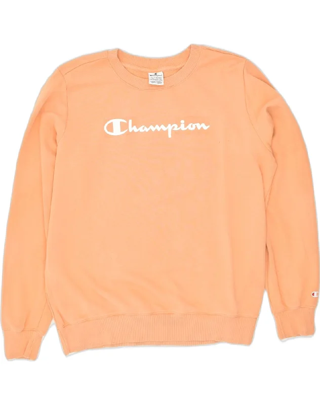 CHAMPION Womens Graphic Sweatshirt Jumper UK 20 2XL Orange Cotton Zip Hoodie Drawstring Kangaroo Pocket CHAMPION Womens Graphic Sweatshirt Jumper UK 20 2XL Orange Cotton Zip Hoodie Drawstring Kangaroo Pocket