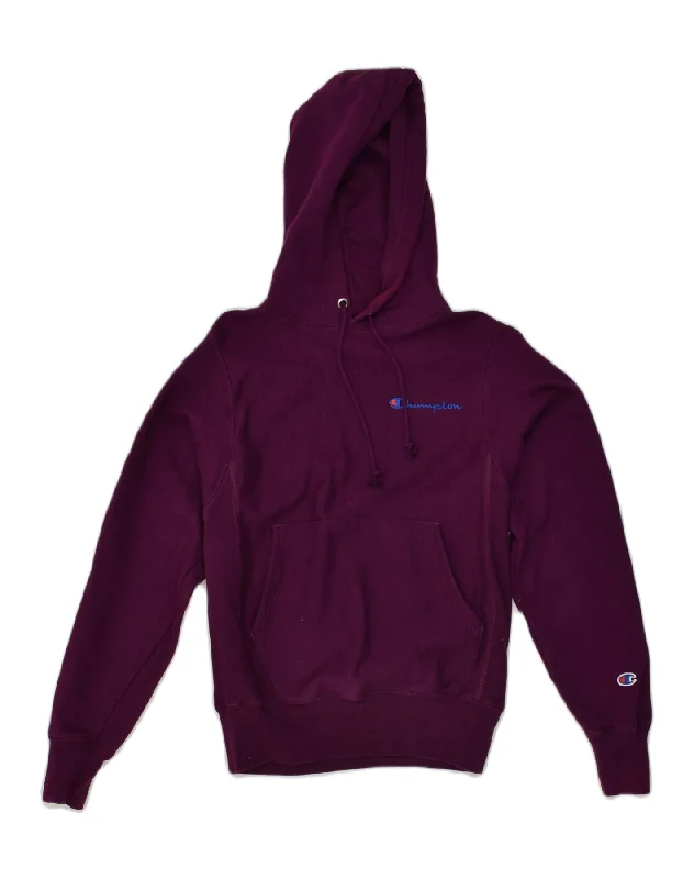 CHAMPION Womens Hoodie Jumper UK 6 XS Purple Cotton Hoodie with Cropped Fit Short Trendy CHAMPION Womens Hoodie Jumper UK 6 XS Purple Cotton Hoodie with Cropped Fit Short Trendy