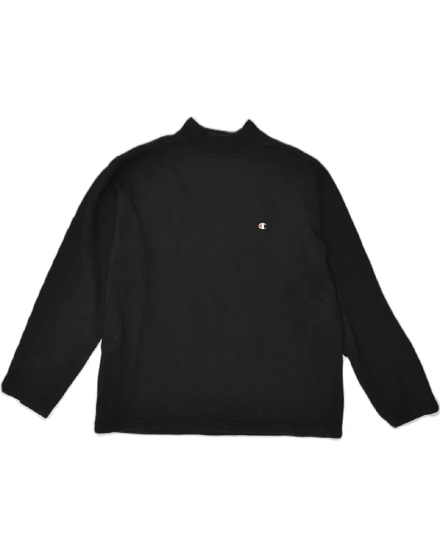 CHAMPION Womens Turtle Neck Sweatshirt Jumper UK 14 Medium Black Cotton Hoodie with Pastel Soft Subtle CHAMPION Womens Turtle Neck Sweatshirt Jumper UK 14 Medium Black Cotton Hoodie with Pastel Soft Subtle