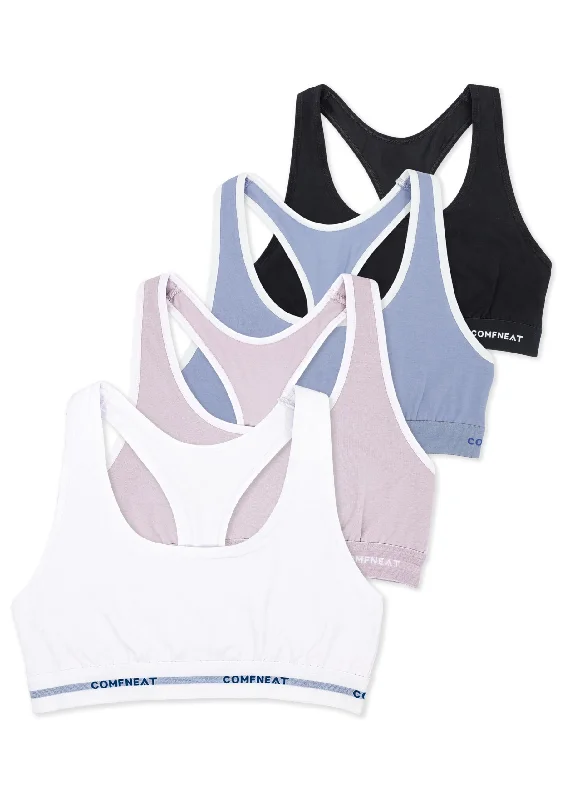 Comfneat Women's 4-Pack Everyday Bras Racerback No Padding Cotton Bralette Push-Up Bra Set Comfneat Women's 4-Pack Everyday Bras Racerback No Padding Cotton Bralette Push-Up Bra Set