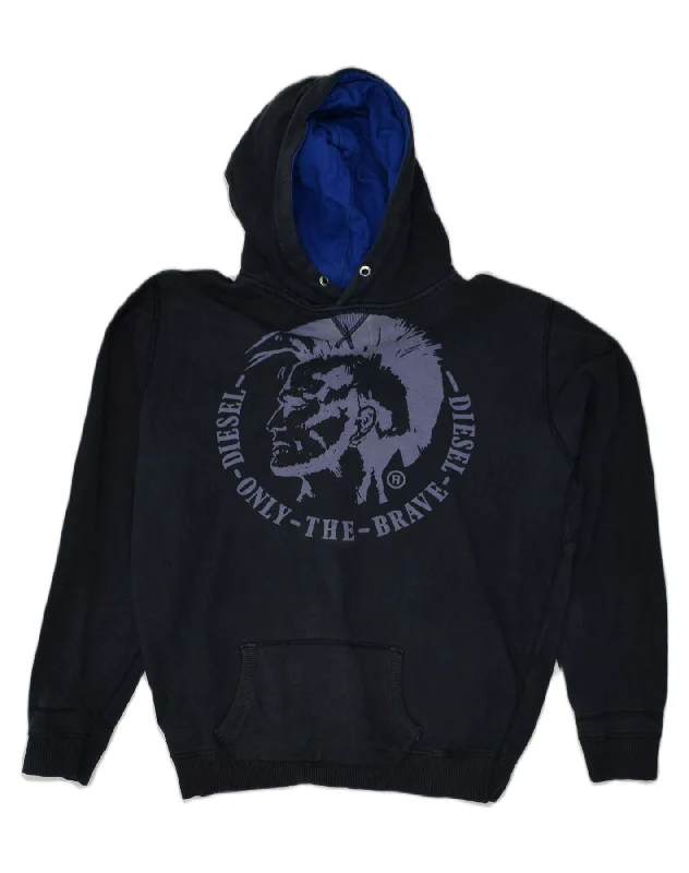 DIESEL Womens Graphic Hoodie Jumper XL Navy Blue Cotton Hoodie with Hem Elastic Stretchable Comfortable DIESEL Womens Graphic Hoodie Jumper XL Navy Blue Cotton Hoodie with Hem Elastic Stretchable Comfortable