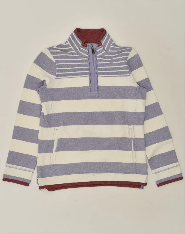 FAT FACE Womens Zip Neck Sweatshirt Jumper UK 8 Small Blue Striped Cotton Hoodie with Strings Custom Fit Adjustable FAT FACE Womens Zip Neck Sweatshirt Jumper UK 8 Small Blue Striped Cotton Hoodie with Strings Custom Fit Adjustable