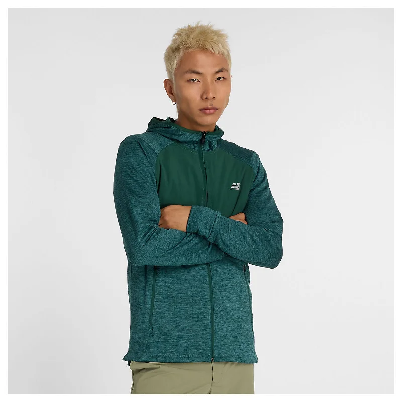 Heat Grid Hooded Full Zip Hoodie with Hem Elastic Stretchable Comfortable