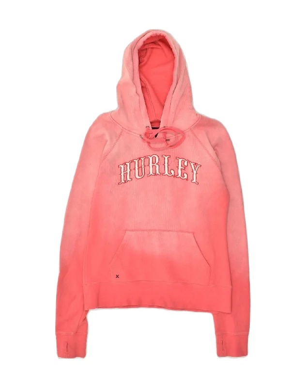 HURLEY Womens Graphic Hoodie Jumper UK 14 Medium Pink Tie Dye Cotton Hoodie with Elastic Cuffs Stretchable Comfortable HURLEY Womens Graphic Hoodie Jumper UK 14 Medium Pink Tie Dye Cotton Hoodie with Elastic Cuffs Stretchable Comfortable