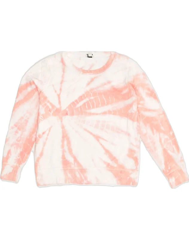 J. CREW Womens Sweatshirt Jumper UK 4 XS Pink Tie Dye Cotton Hoodie with Hem Raw Edge Edgy Unfinished J. CREW Womens Sweatshirt Jumper UK 4 XS Pink Tie Dye Cotton Hoodie with Hem Raw Edge Edgy Unfinished