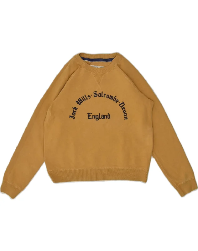 JACK WILLS Womens Crop Graphic Sweatshirt Jumper UK 10 Small Yellow Hoodie with Back Slit Movement Comfort JACK WILLS Womens Crop Graphic Sweatshirt Jumper UK 10 Small Yellow Hoodie with Back Slit Movement Comfort