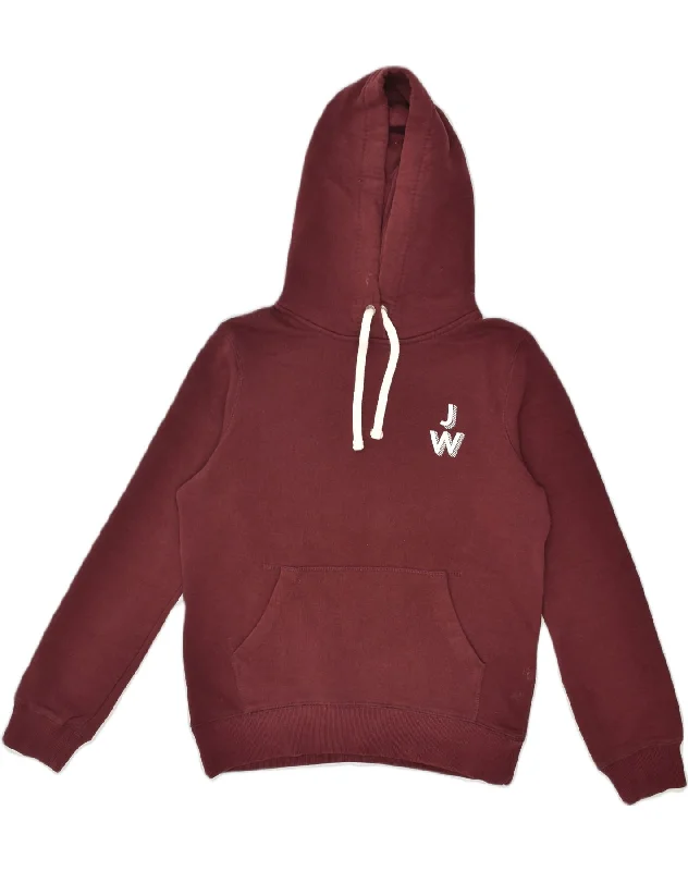 JACK WILLS Womens Graphic Hoodie Jumper UK 10 Small Maroon Cotton Hoodie with Ribbed Hem Stretchable Secure JACK WILLS Womens Graphic Hoodie Jumper UK 10 Small Maroon Cotton Hoodie with Ribbed Hem Stretchable Secure